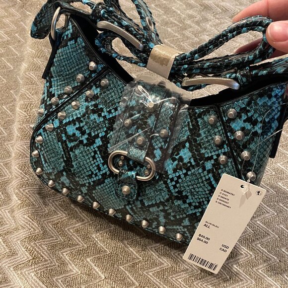 NWT UO Teal Devon Metal Studded Crossbody Bag - Picture 3 of 5